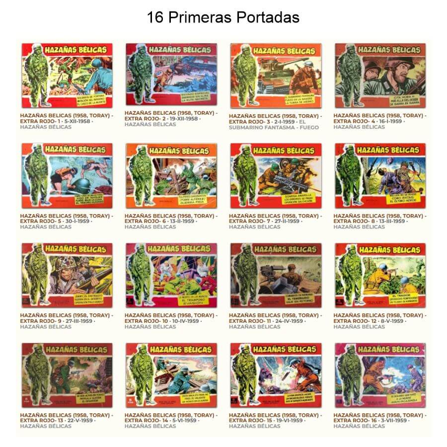 HAZAÑAS BÉLICAS Extra Rojo - Colección Completa - 328 Tebeos En Formato PDF